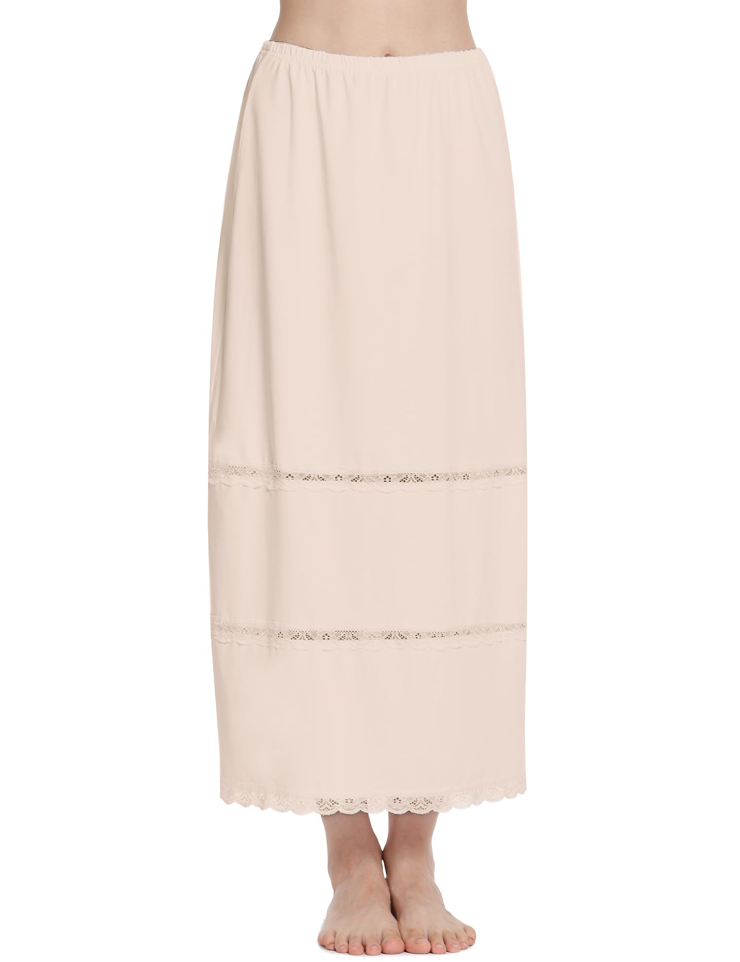 MANCYFIT Half Slip for Women Under Dresses Full Length Long Under Skirt with Lace 36"