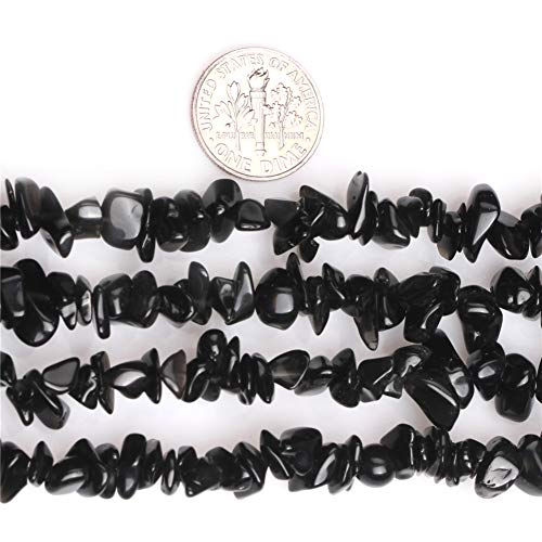 Image of 5-8mm Black Onyx Chips Natural Chip Stone Beads for Jewelry Making | Semi Precious, Loose Gemstone, Healing Crystal, Rocks, 230Pcs Strand, Drilled, DIY Bracelets Necklaces Earrings Crafts Supply