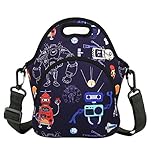 Neoprene Lunch Bag with Zipper Pocket Adjustable Strap Thermal Insulated Lunch Box Waterproof Tote Bag Resusable Lunch Shoulder Bags for Teens Boys Teenage Girls