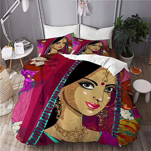 SUHOM Bedding Juego de Funda de Edredón,Chica Negra Descendiente Africana Mujer Hermosa...