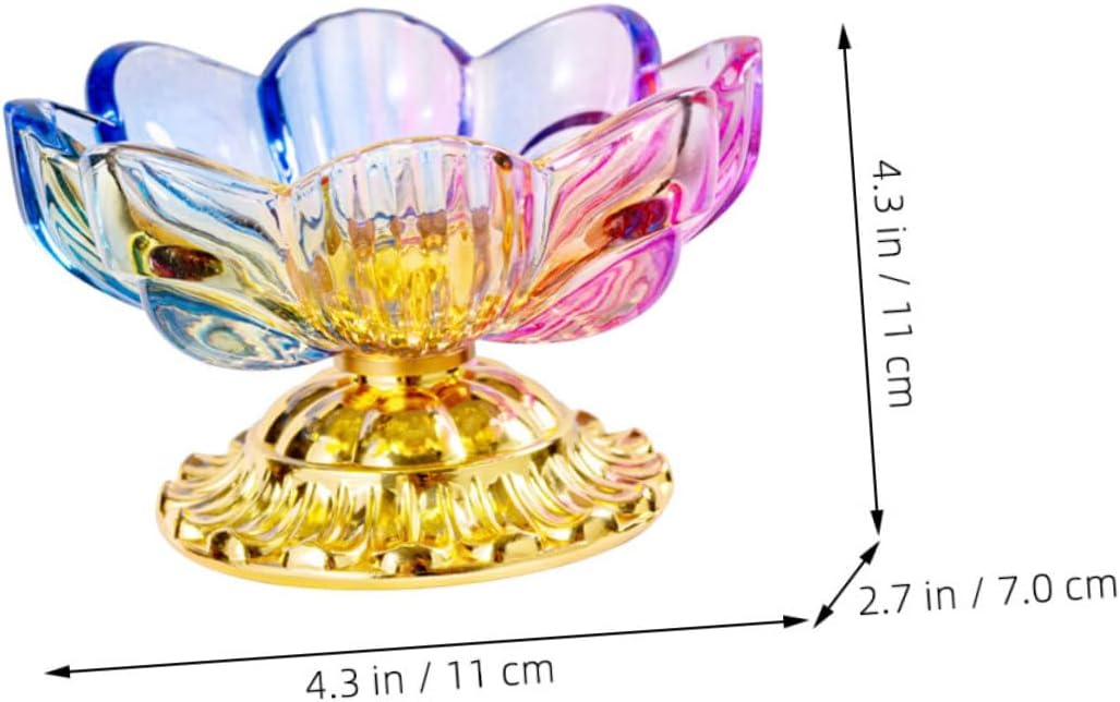 VALICLUD 2pcs Lotus Shaped Glass Fruit Bowls with Pedestal Decorative Footed Fruit Trays for Dining Table Capacity Multi Use Snack and Altar Display Plates Easy Clean Smooth Surface Home