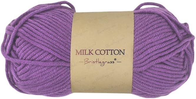 Bristlegrass Hilo de algodón de amatista para hilo de ganchillo, 100% pompones, algodón de leche para tejer a mano, hilo fino para hacer pompones