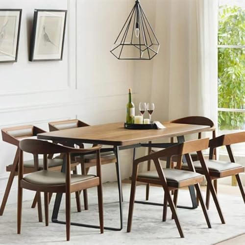 Image of Solid Sheesham Wood Cafe Arm Chair, Walnut + Chocolate Upholstered Seat, Modern Wooden Accent Chair, Set of 2