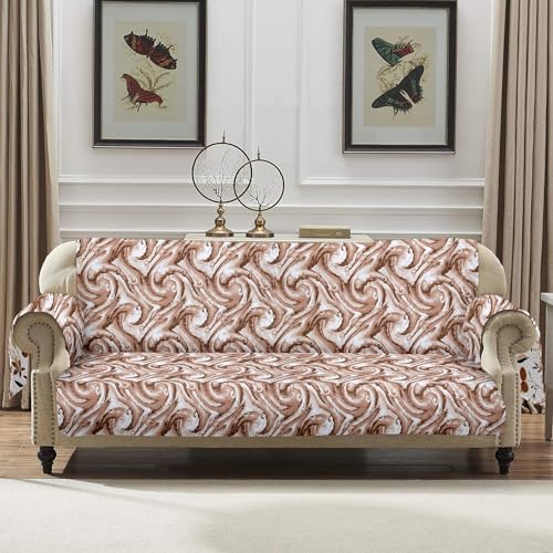 Image of Amazon Basics Printed Quilted Reversible Sofa Topper | 3 Seater | 170Cm X 175Cm | 325 GSM | Color - Cream, Polyester Blend