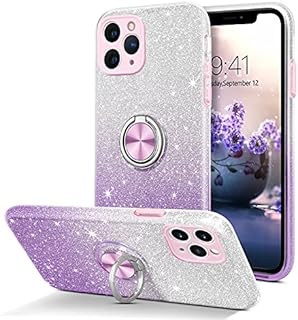 YINLAI iPhone 11 Pro Max Case Bling Shiny Cute iPhone 11 Pro Max Case for Girls Women with 360 Grad Ring Holder Slim Shockproof Protective Phone Case for iPhone 11 Pro Max 6.5 Inch, Purple Gradient