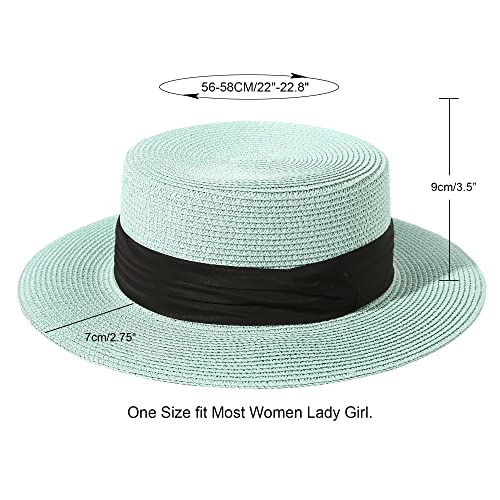 Lanzom Sun Hats For Women Wide Brim Straw Boater Hat Foldable Packable Beach Hat For Summer (Mint Green, Medium) #TOP1
