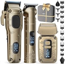 VGRPRO Hair Clippers & Trimmers Set for Men Professional, Waterproof Electric Razor Foil Shaver for Men Face Beard, Cordless for Hair Cutting, 4-Speed Setting, LED Battery Display, Barber or Home Use