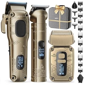 Hair Clippers & Trimmers Set for Men Professional, Waterproof Electric Razor Foil Shaver for Men Face Beard, Cordless for Hair Cutting, 4-Speed Setting, LED Battery Display, Barber or Home Use