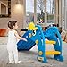TOBBI Kids Slide for Indoor and Outdoor, Freestanding Slide for Toddler Playground Slipping Slide Climber Toy Playset with Basketball Hoop & Ball, Sky Blue