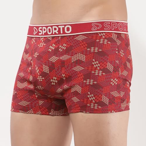 Image of sporto Macho Men's Cotton Spandex Trunk | Premium Single Jersey Fabric | Branded Outer Elastic Waistband | Double-Layer Contour Pouch | Breathable Innerwear