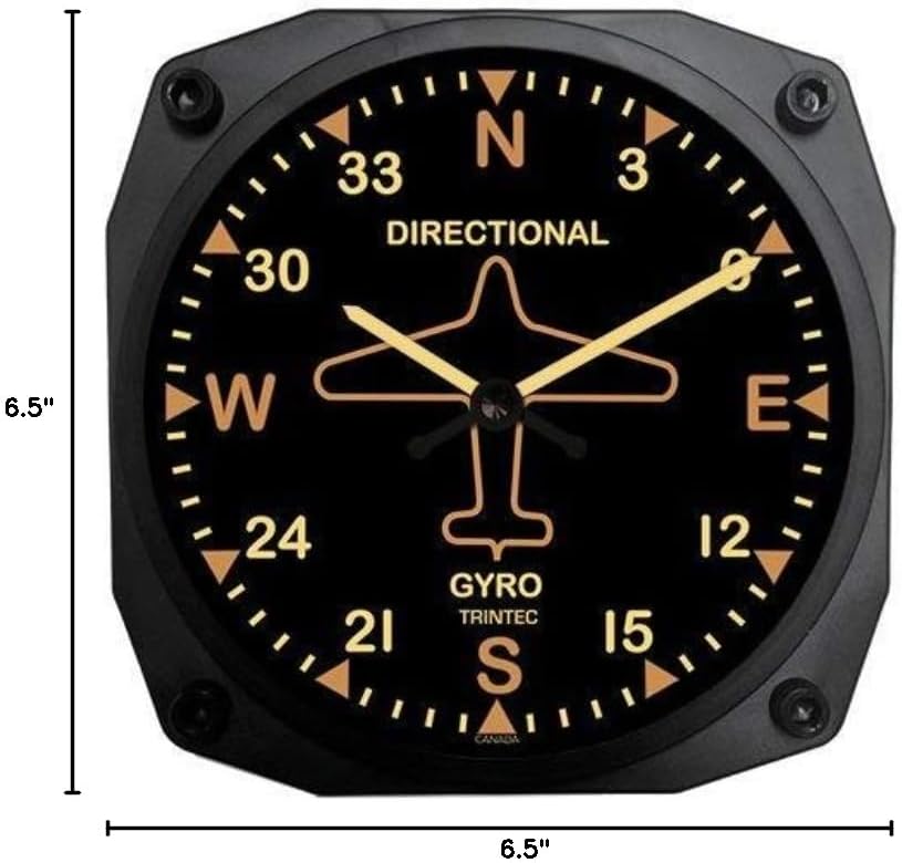 6' Vintage Aircraft Directional Gyro Wall Clock