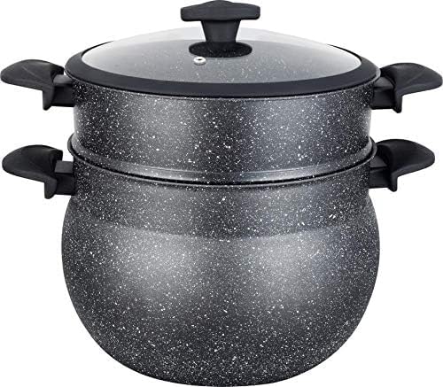 ROYAL SWISS Couscoussiere Kuskus Olla de 8 litros Damfgarer con tapa de cristal rojo (rojo, 8)
