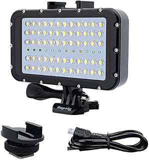 Suptig Video Lighting Dive Light Underwater Lights 72 Led Lights Compatible For Gopro Canon Nikon Pentax Panasonic Sony Samsung SLR Cameras 5 Kinds Of Illuminating Colors Waterproof 147ft(45m)
