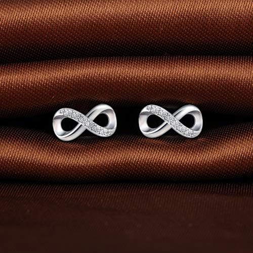 MicLee Orecchini di simbolo dell'Infinito con serpente da donna ragazze orecchini in argento 925 con zirconi gioielli eleganti, Argento