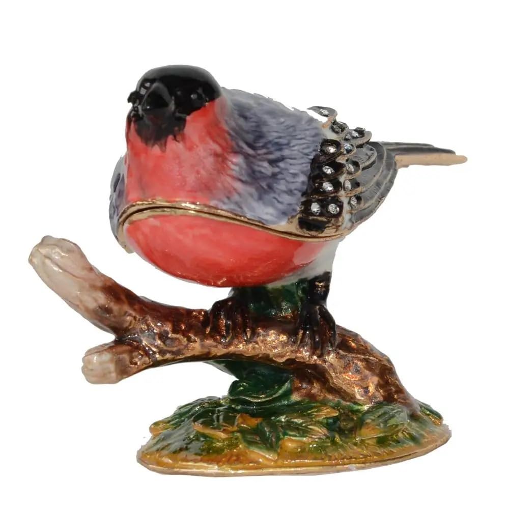 YOPI Bullfinch Bird Trinket Box, Jewelry Container, Metal Decoration, Home Tabletop Organizer For Earrings Rings Necklaces