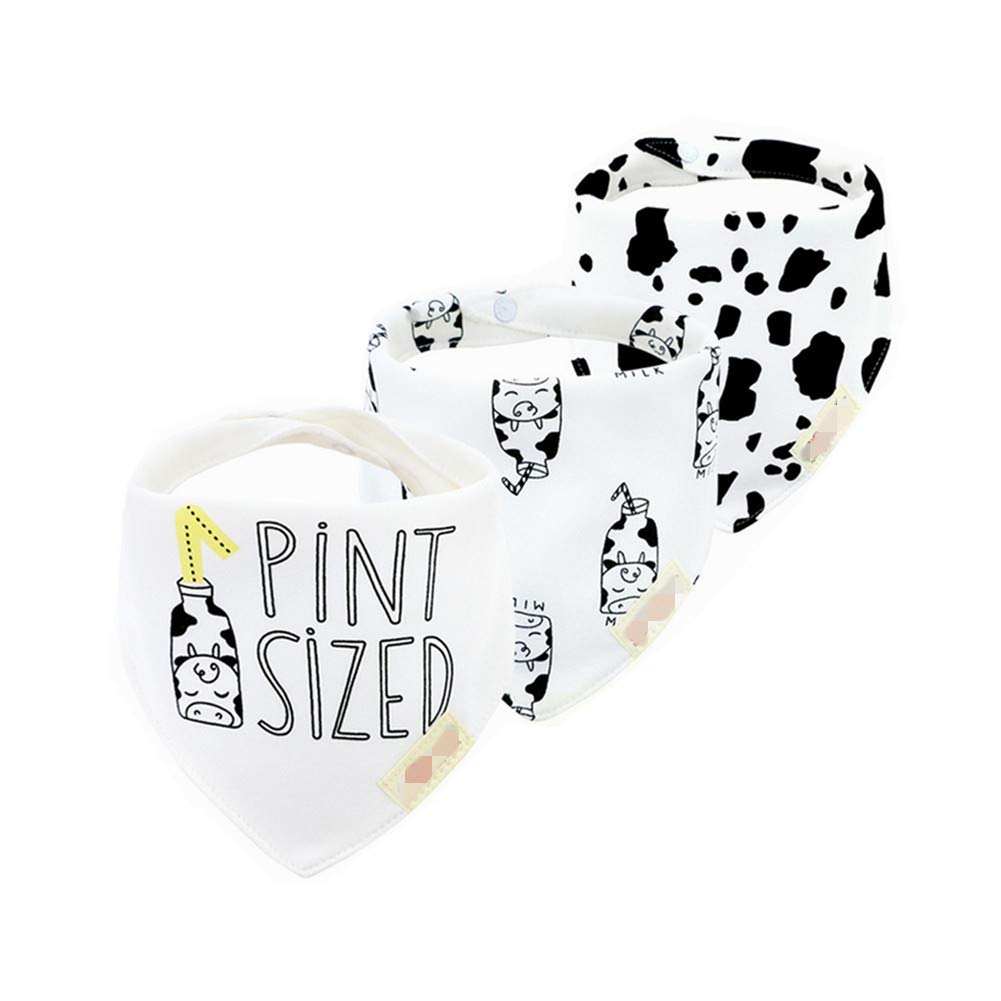 FANSU Baby Bandana Bib Set, 3PCS Absorbent Drooling & Teething Bib Set Lovely 100% Cotton Dribble Drool Bibs Front Saliva Towel Infant Toddler for Boys & Girls (Cow)