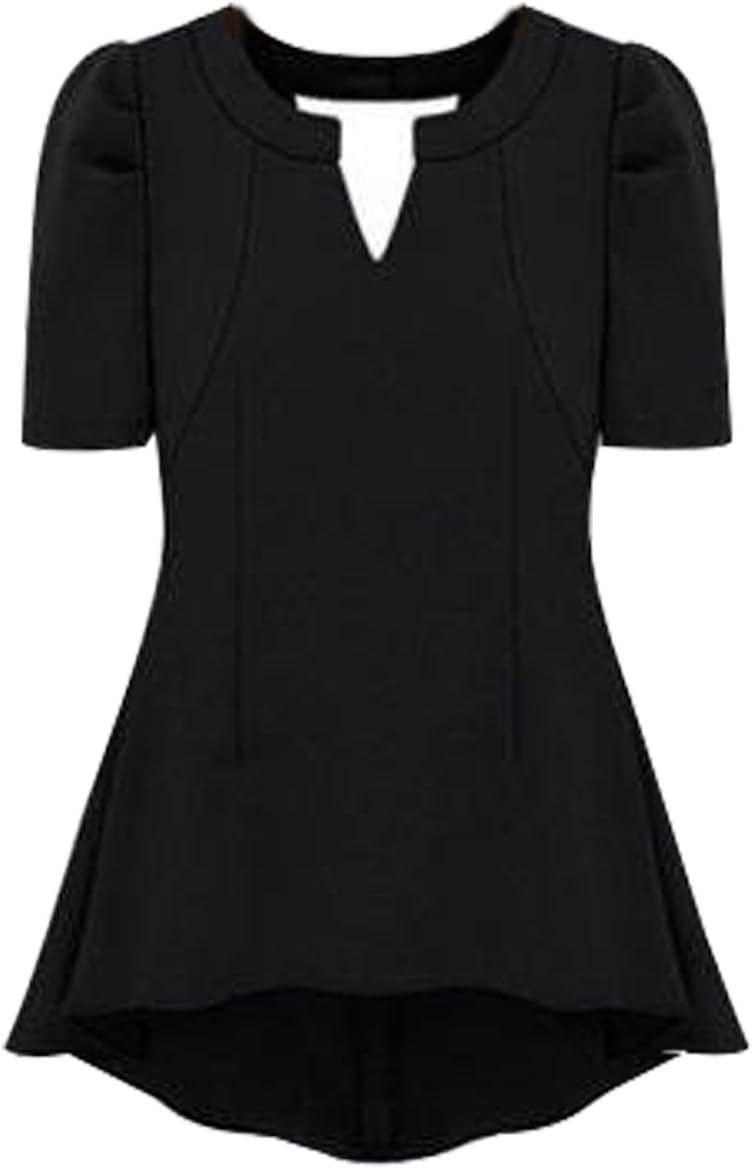 FACE N FACE Women's Loose Casual Puff Sleeves Chiffon Top T-Shirt Summer Blouse Large Black