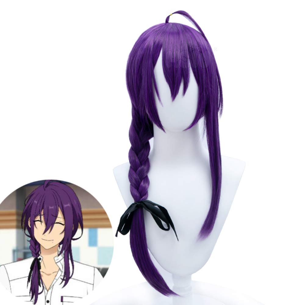 Cosplay Wig HSIU Brand Ensemble Stars 2 ALKALOID cosplay Ayase Mayoi Purple Braid Long wig Fiber syn