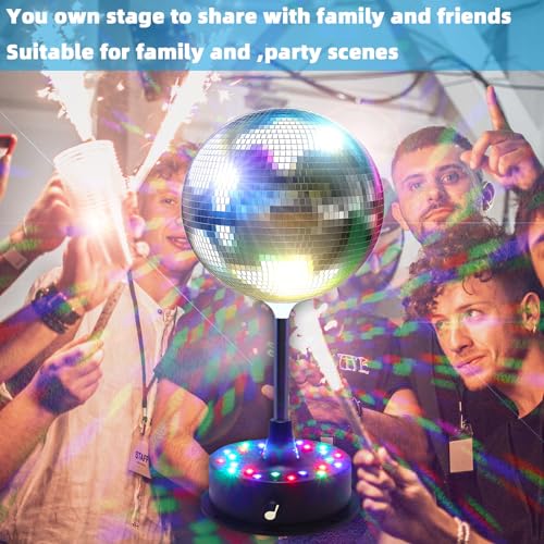 Dglianya 6'' MIRROR BALL LIGHT 6''Rotating Mirrors Disco Ball Light Hanging Silver Glitter Ball thumb #6