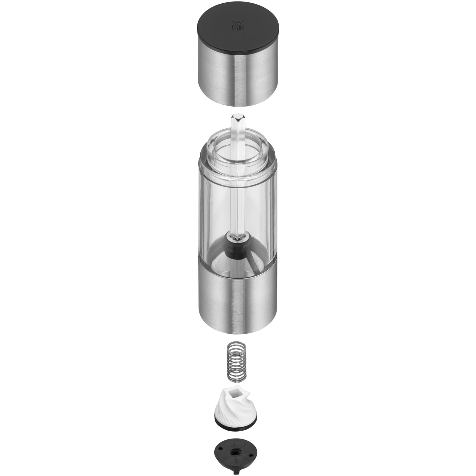 WMF Zoutmolen Pepermolen 18cm Keramische Molen Glazen Container Roestvrij Staal WMF Zoutmolen Pepermolen 18cm Keramische Molen Glazen Container Roestvrij Staal