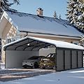 Benass Carports Canopy Heavy Duty, Metal Roof Portable Garage with Sidewalls (20x20, Grey)