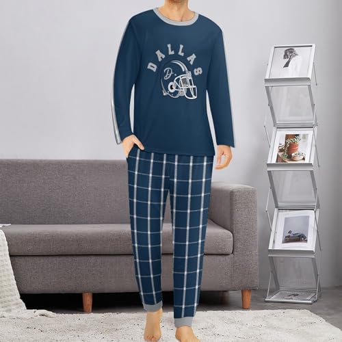 Custom Men's Personalized Pajamas Set Add Name Number Long Sleeve Sleepwear Suit for Dad Husband Son Gifts2
