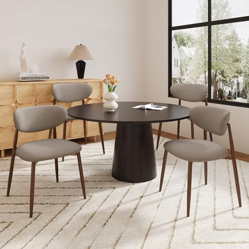 Image of MALOL Dining Chairs Set of 4, Upholstered Dining Room Chairs with Metal Legs and Anti Slip Pads, Curved Back Kitchen Chair for Home and Restaurant Use, Camel