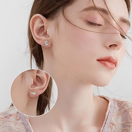 Pendientes de delfín de plata de ley con ópalo azul para niñas TOUPOP 3