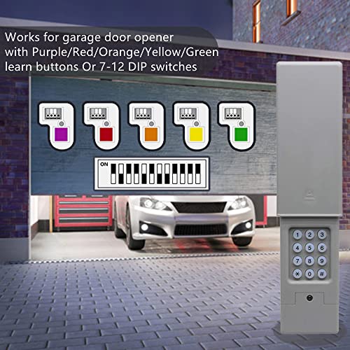 Universal Garage Door Keypad Replacement For Liftmaster Chamberlain Craftsman Linear Multicode Stanley Genie(Intellicode I) Openers, For Learn Button Or Dip Switch #TOP2
