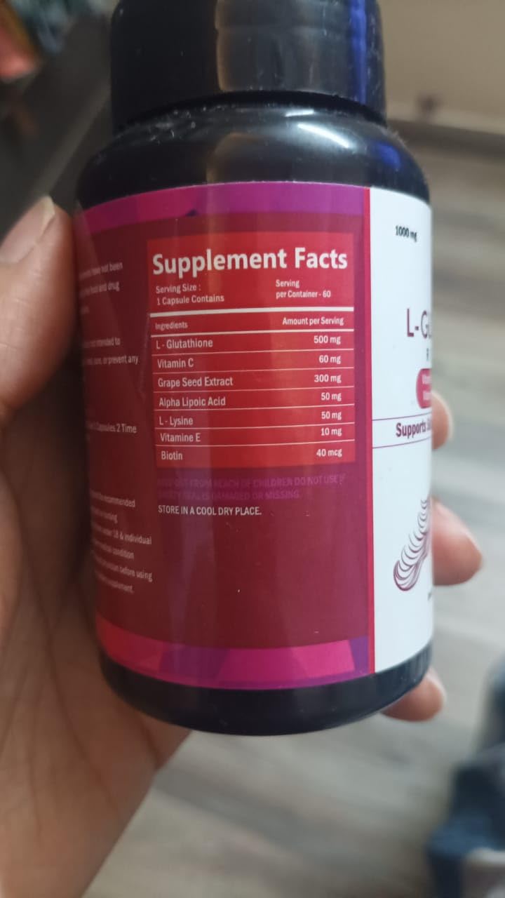 glowsik glutathione 1000 mg capsules Glowsik Glutathione 1000 Mg Capsules with Vitamin C & E, L-Glutathione,  Grape Seed & Alpha Lipoic Acid for Skin Health, Full of Antioxidants and  Powerful Extracts for Skin Health- 120 Capsules :