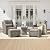 CHITA 5 Pieces Wicker Patio Furniture Set, Outdoor Conversation Set with 2 Pieces Rattan Rocking Swivel Chairs, 2 Pieces Ottomans, Thickened Cushions and Side Table