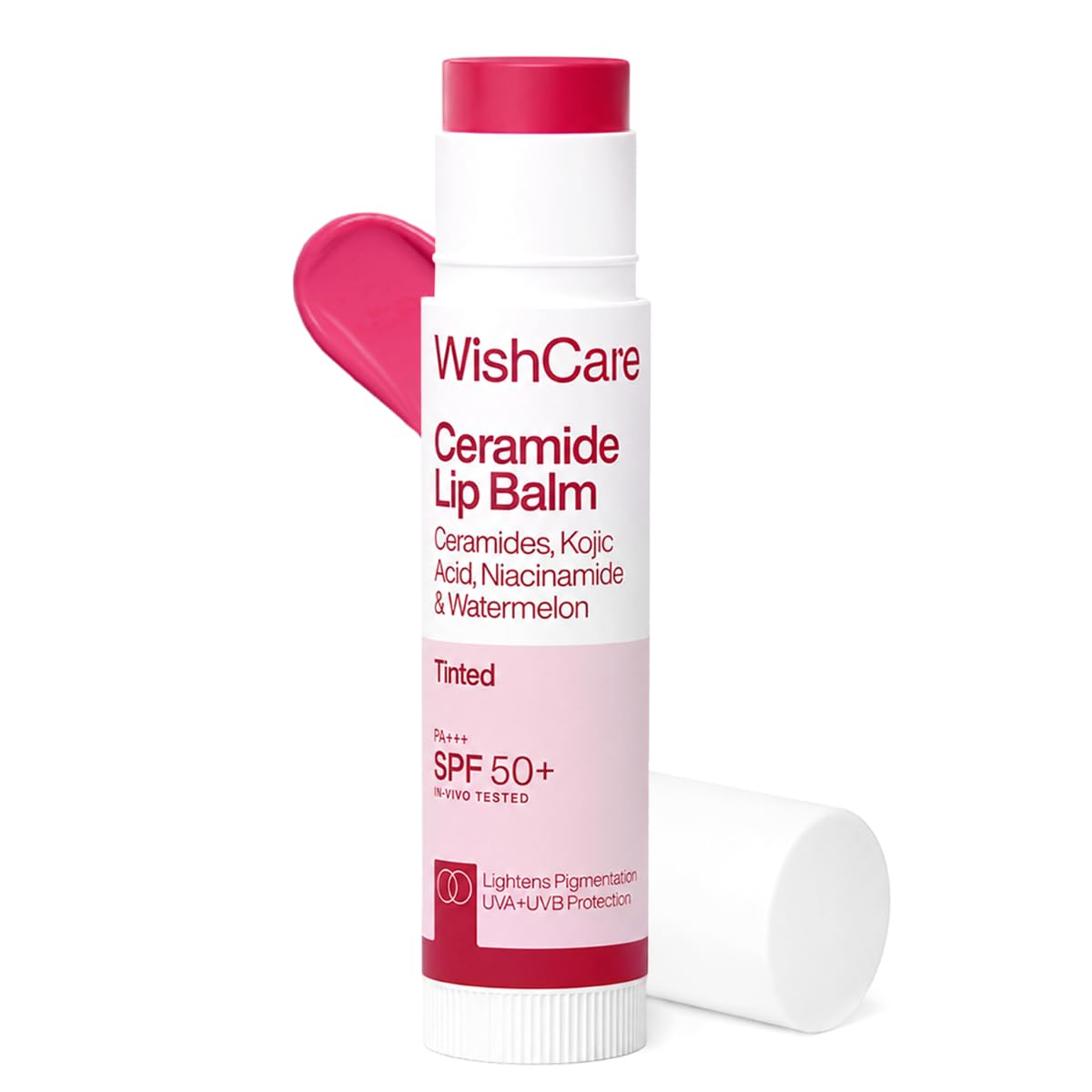 WishCare Tinted Lip Balm with SPF 50 PA+++ - Brightening Lip Balm for Dark Lips with Kojic Acid & Niacinamide- SPF lip balm for Women 5g