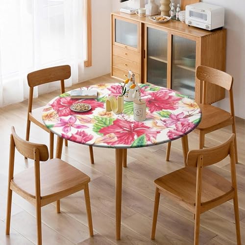 Nappe ronde élastique 36" anti-glisse en polyester à fleurs - 7