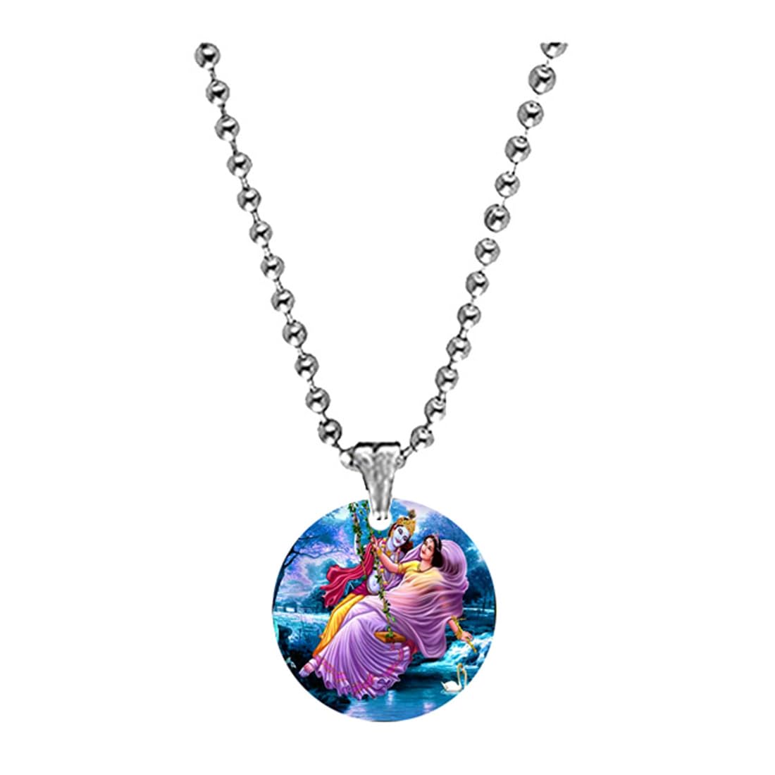 abhiora fashion Radha Krishna Swing Bead Chain Acrylic Purple Religious Pendant for Men Women Spiritual Devotional Jewelry Lightweight Daily Wear Gift-picture-11
