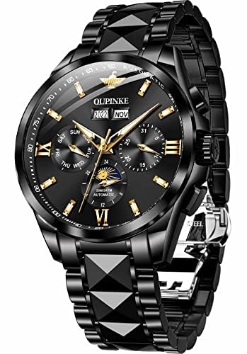 Image of OLEVS Men's Waterproof Watches Stainless Steel Waterproof Chronograph Wrist Watches Luxury Dress White Luminous Big Face Analog Quartz Male Watches