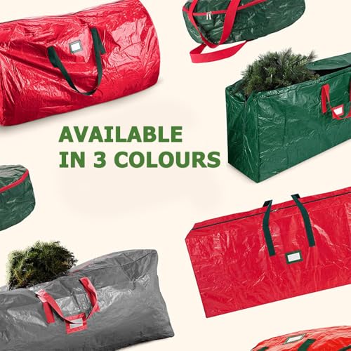 Miniatura 5 de Hiseng Bolsa De Almacenamiento Para Árbol De Navidad, Color Sólido Bolsa Árbol Navidad Con Cremallera, Fácil De Almacenar Árbol De Navidad Y Otras Decoraciones Navideñas 120x28x43cm,Verde