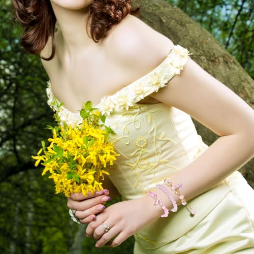 3Pcs Purple Butterfly Bracelets for Women Amethyst Crystal Beaded Bracelets Butterfly Charm Elastic Stretchable Natural Crystal Jewelry Accessories3