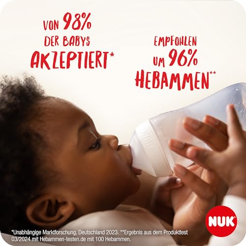 NUK Perfect Match Babyflaschenset | Ab 0 Monate | Passt sich dem Baby an | Temperature Control | Anti-Colic | 150 ml | BPA-frei | Silikontrinksauger, Small | Regenbogen | 4 Stück 3