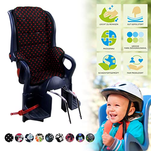 BAMBINIWELT Ersatzbezug Sitzkissen Bezug Auflage für Fahrradsitz kompatibel mit Römer Jockey Design MOD 2 (schwarz große bunte Punkte) – Bild 3
