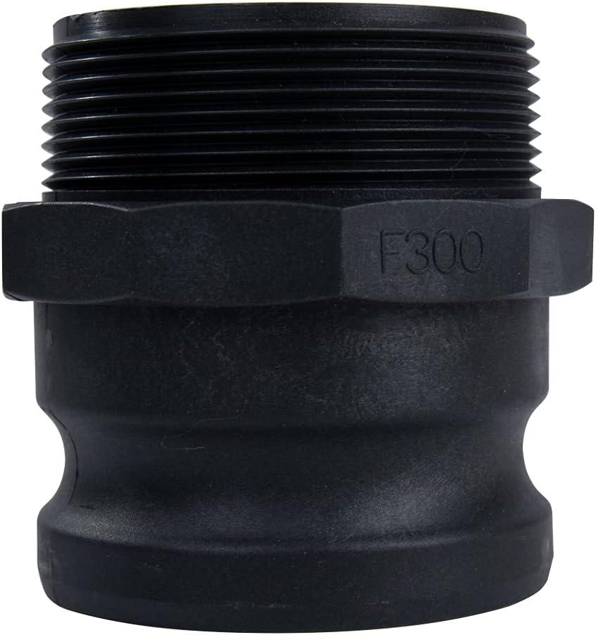 2 pcs Camlock Fittings Poly (3" Type F_ Standard Camlock Couplings, Male Adapter x Male Thread Camlock Fittings Polypropylene Cam Groove Fitting (3")