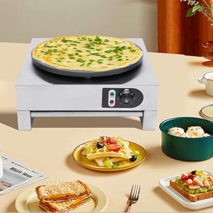 Crepes Maker Retro Design Elektrischer ausziehbarem 3000W Wender antihaftbeschichter Oberfläche Stufenlos regelbarer Thermostat Teigverteiler – Bild 5