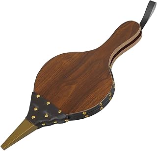 1PCS Brown Wood Fireplace Bellows 17" x 7.5" Outdoor Cooking Fan Air Blower