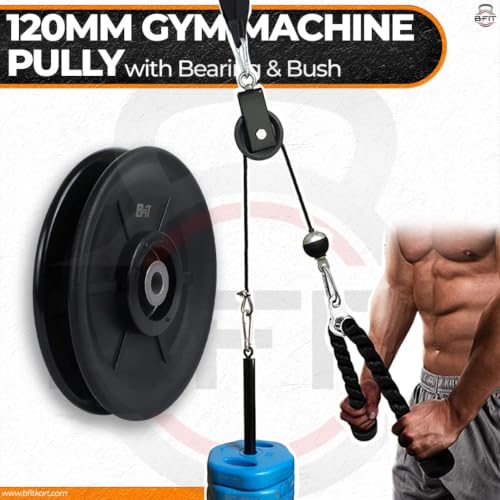 Image of B Fit ABS Plastic Gym Pulley with inbuilt Bearing and Bush- Heavy Duty Wheel Cable Gym Fitness Equipment Replacement 4 Pcs (120 MM-4 Pcs) | Gym Machine Attachment