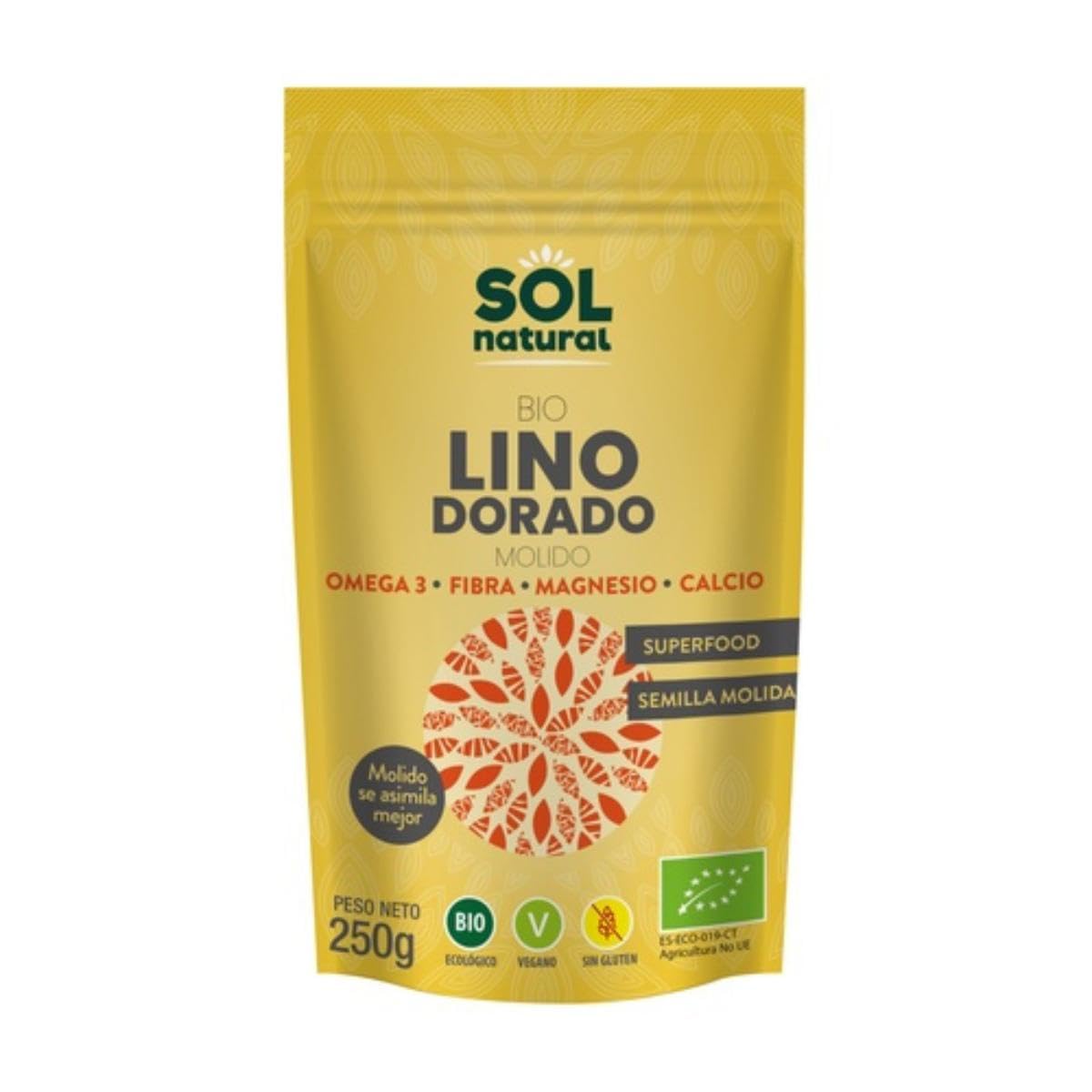 SOLNATURAL Semillas De Lino Dorado MOLIDO Bio, 250 g