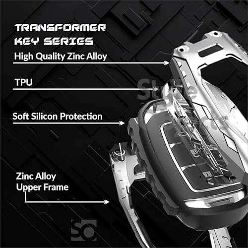 Image of STYLEOBJECT Waterproof Premium Transformer Series Soft Silicon with Keychain & 3 Button Metal Car Key Cover for Hyundai Creta, i20 , Xcent,Verna,Tucson,Elantra, i10,Venue
