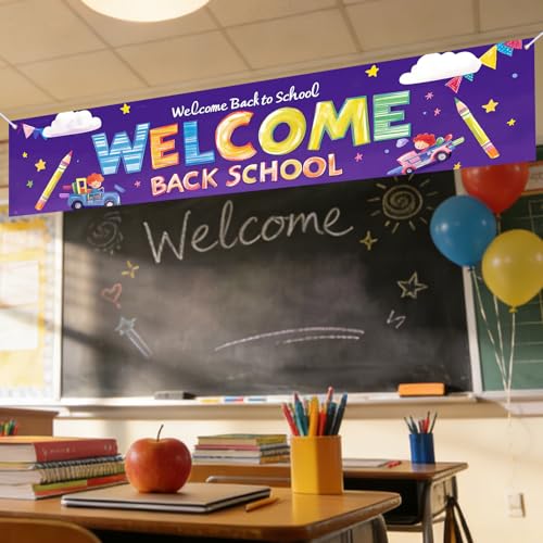 Image of Nuxovilar 78x17 inch Welcome Back to School Banner