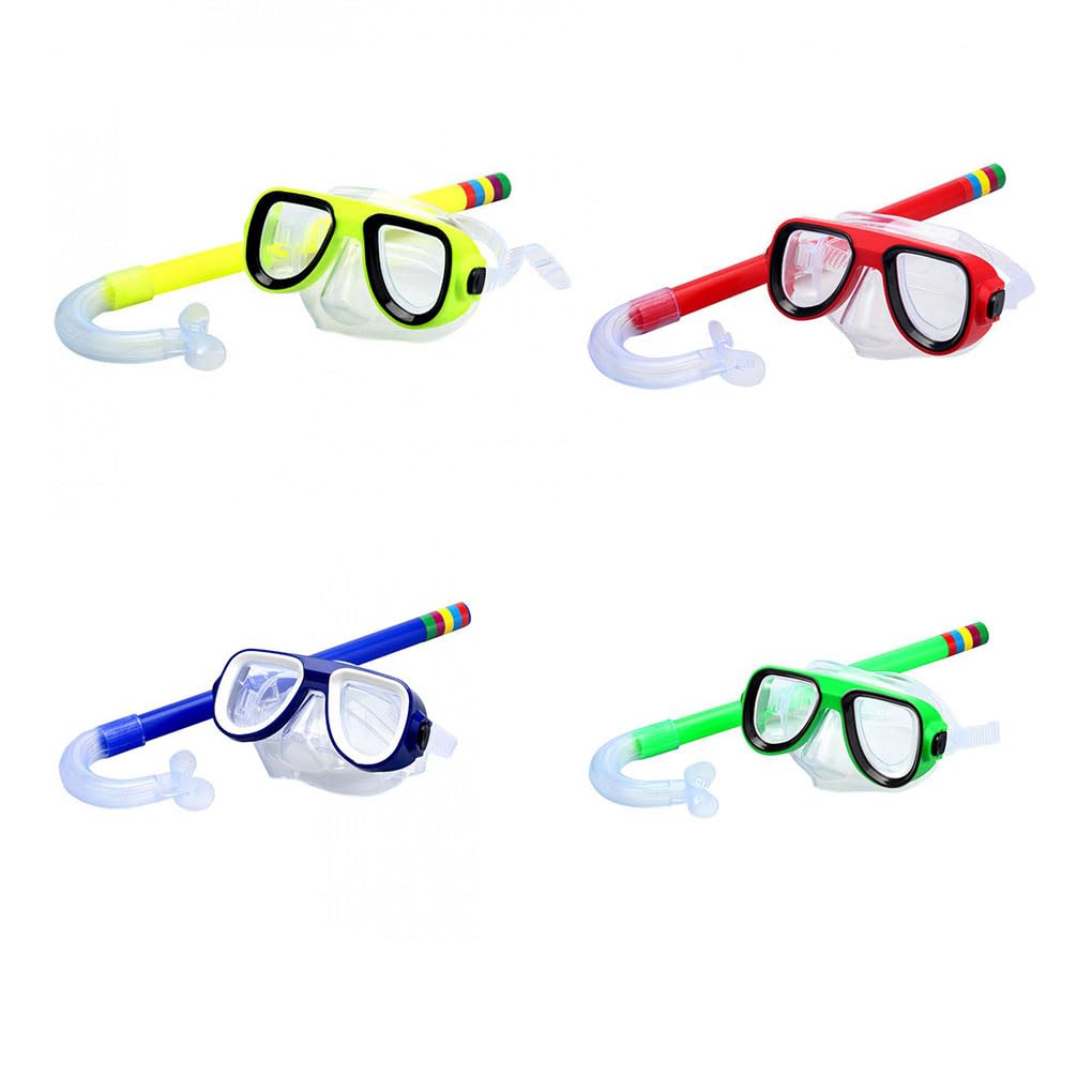 Juego de 5 protectores faciales de plástico para niños, deportes al aire libre, deportes acuáticos, buceo, piscina, gafas de protección facial con tubo de respiración, color rojo