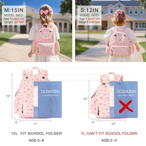 Image of STEAMEDBUN Corduroy Kids Backpack for Girls and Boys 5-8: Girls Backpack for Elementary Kindergarten - 15 inch Cute Backpacks for Kids - Rose