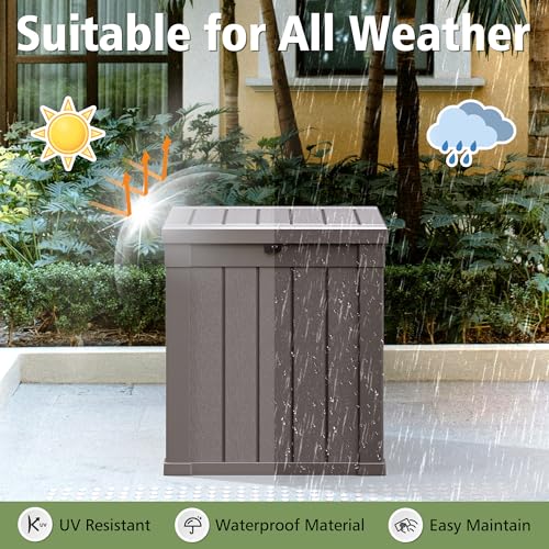 Image of NUNU LAB Outdoor Storage Box 40 Gallon,Package Delivery Box for Outside, Parcel Drop deck boxes waterproof, Lockable Lid Porch Storage Bin For Package Delivery,Patio,House, Curbside,Grey