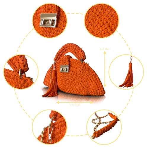 Image of Evening Clutch Bag for Women, Handmade Crochet Wedding Party Purse, Small Flap Formal Crossbody Handbag Evening Clutch